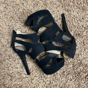 Qupid Black High Heel Shoes Suede